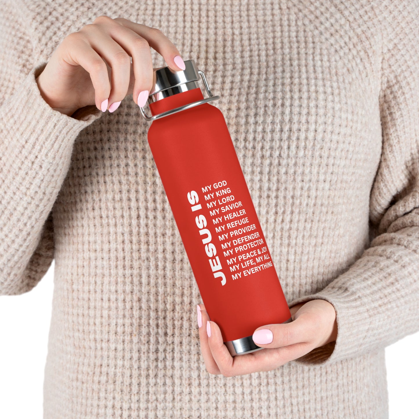 Christian JESUS IS 22oz Insulated Water Bottle - White