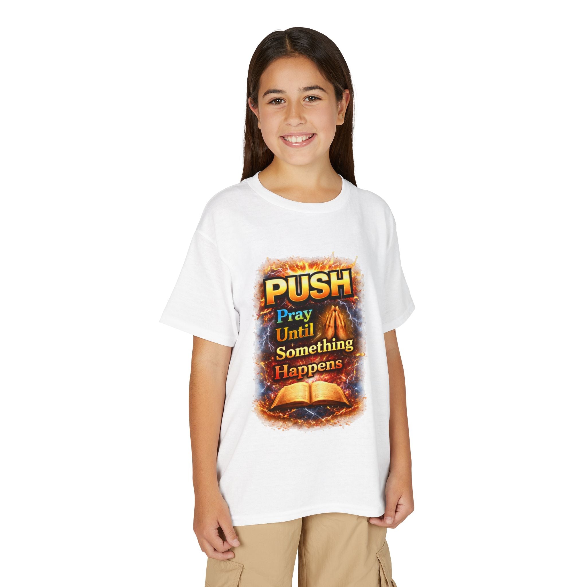 "Push: Pray Until Something Happens" Youth T-shirt - Bible