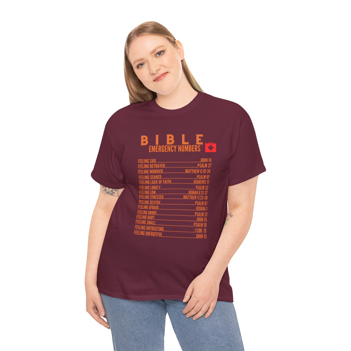 Bible Emergency Numbers Tee - Orange