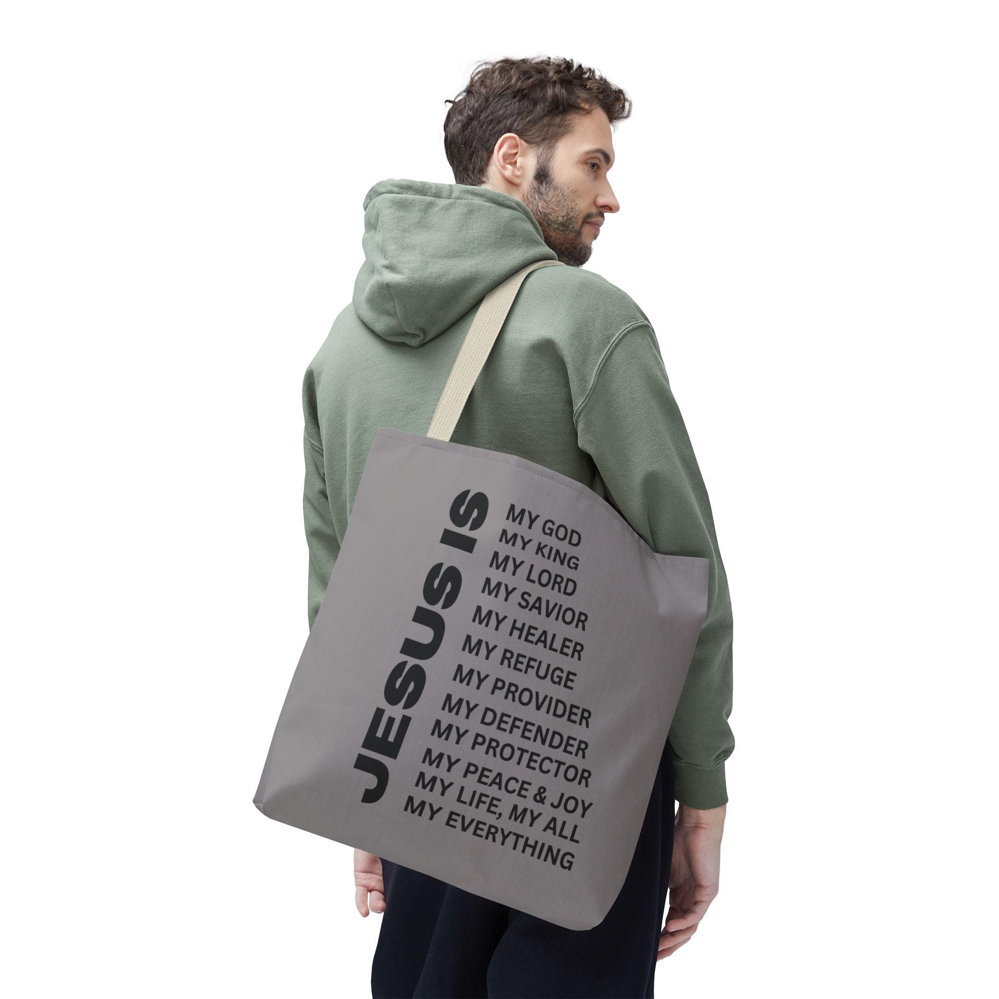 Christian JESUS IS Tote Bag - Grey