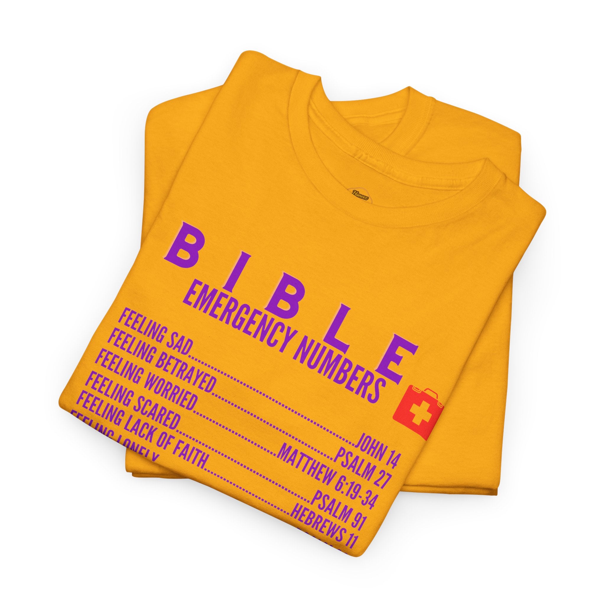 Bible Emergency Numbers Tee - Purple