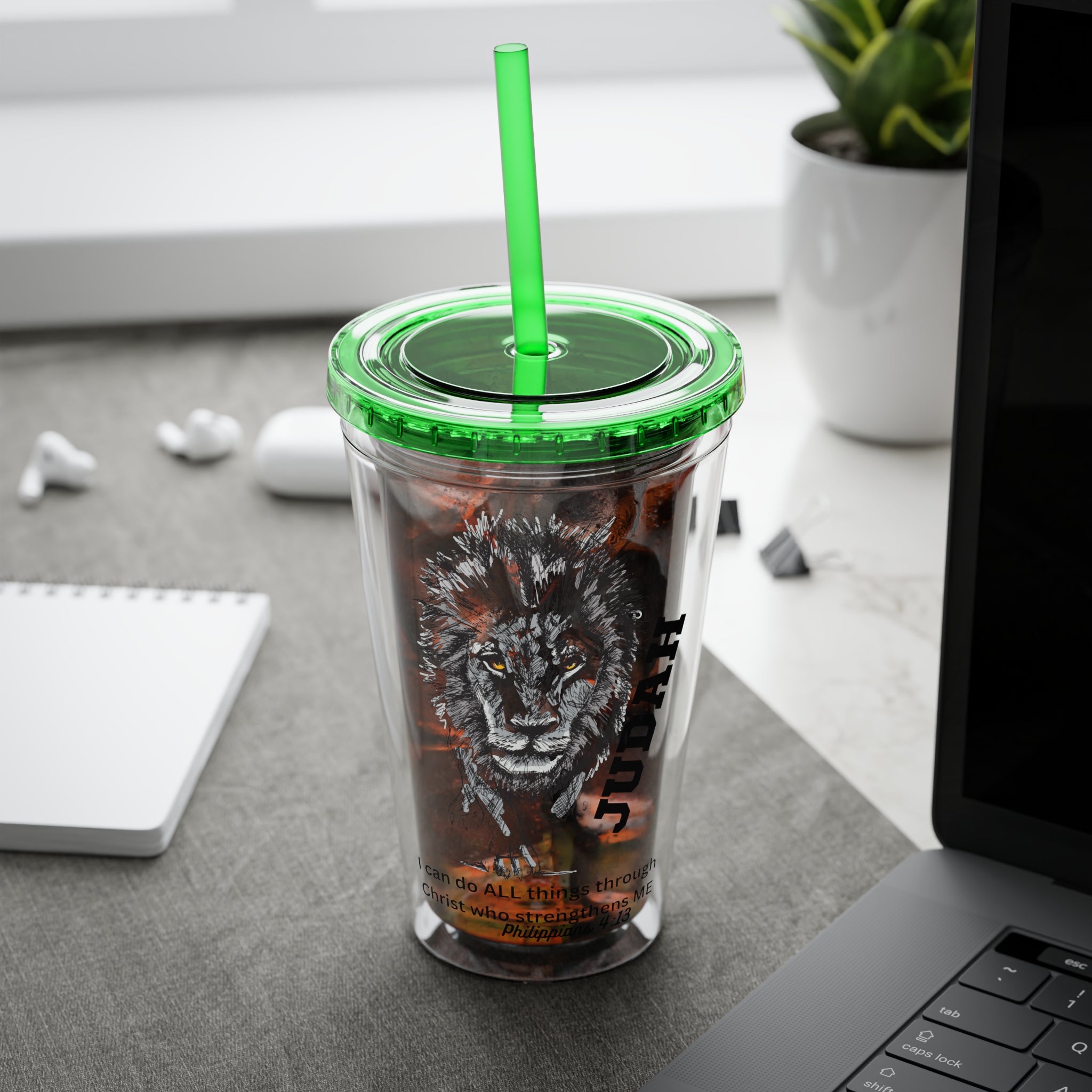 Lion of Judah 16oz Tumbler with Straw