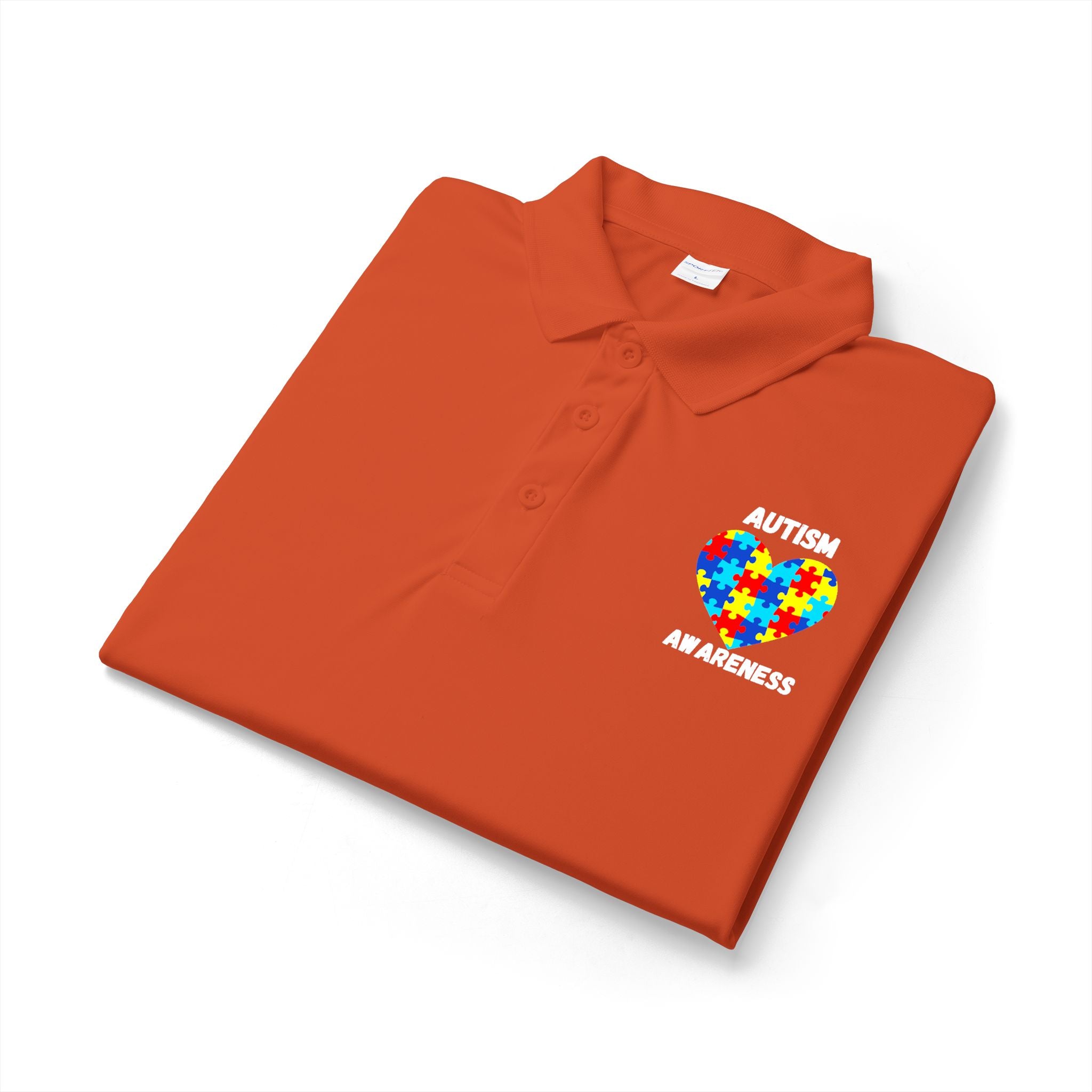 Autism Puzzle Heart Polo - White