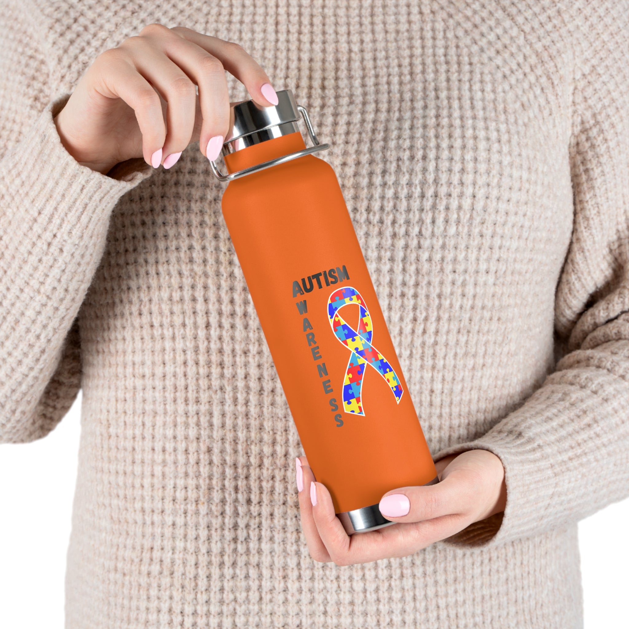 Autism Awareness Puzzle Ribbon 22oz Insulated Water Bottle