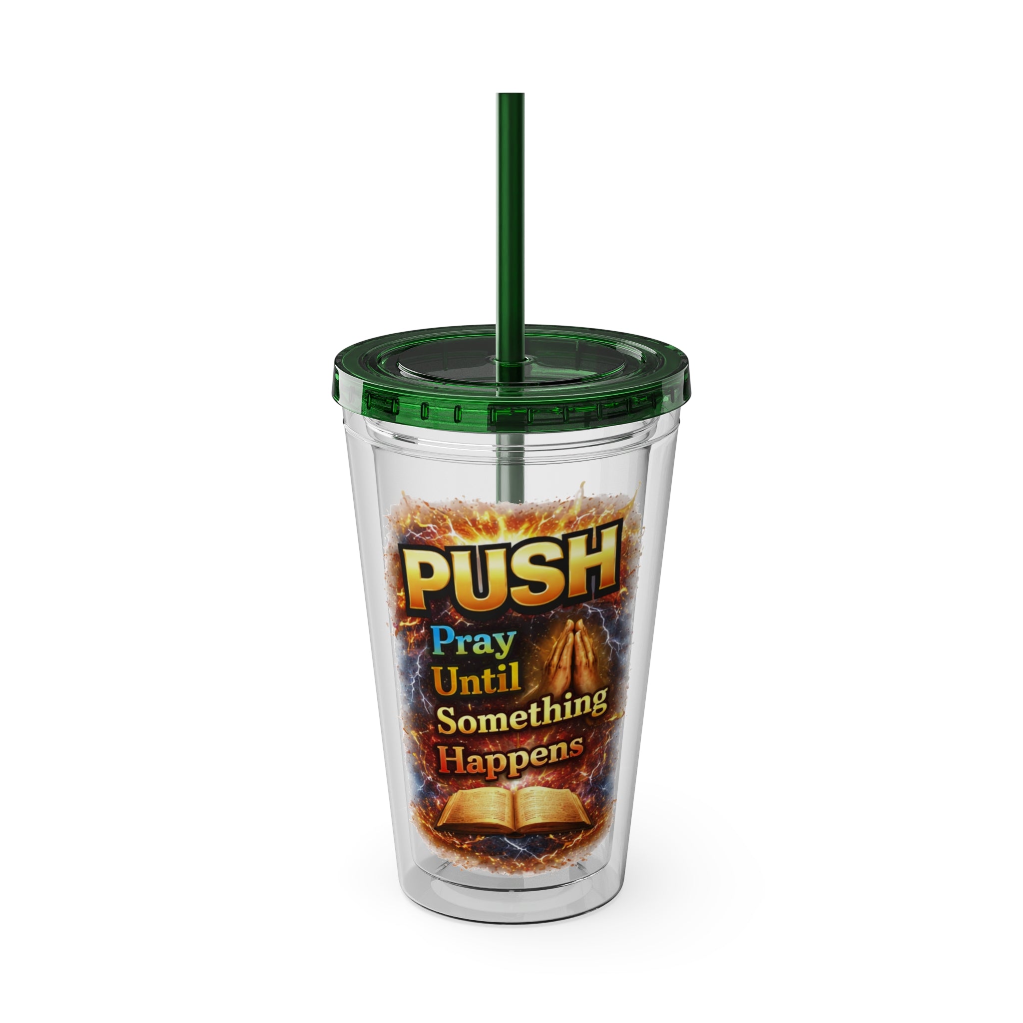 Push Pray Until Something Happens 16oz Tumbler — Bible