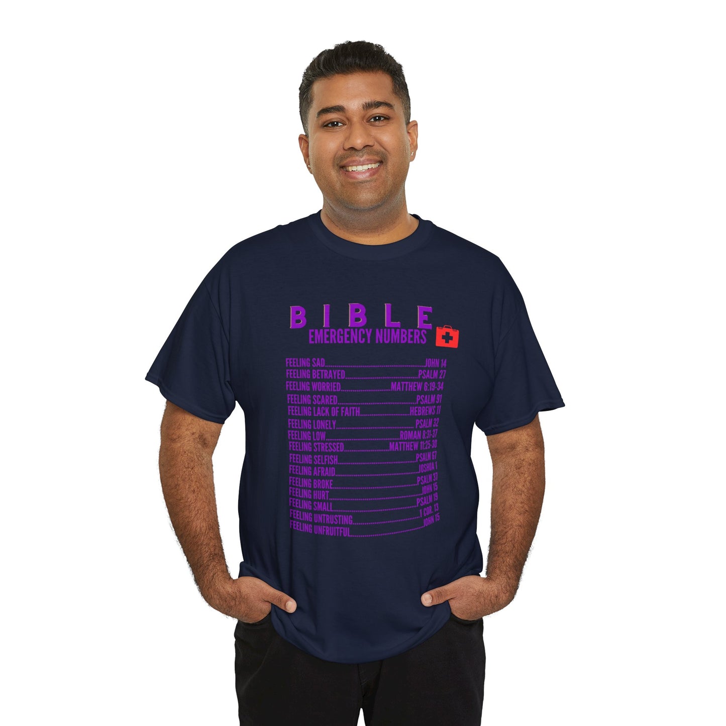 Bible Emergency Numbers Tee - Purple