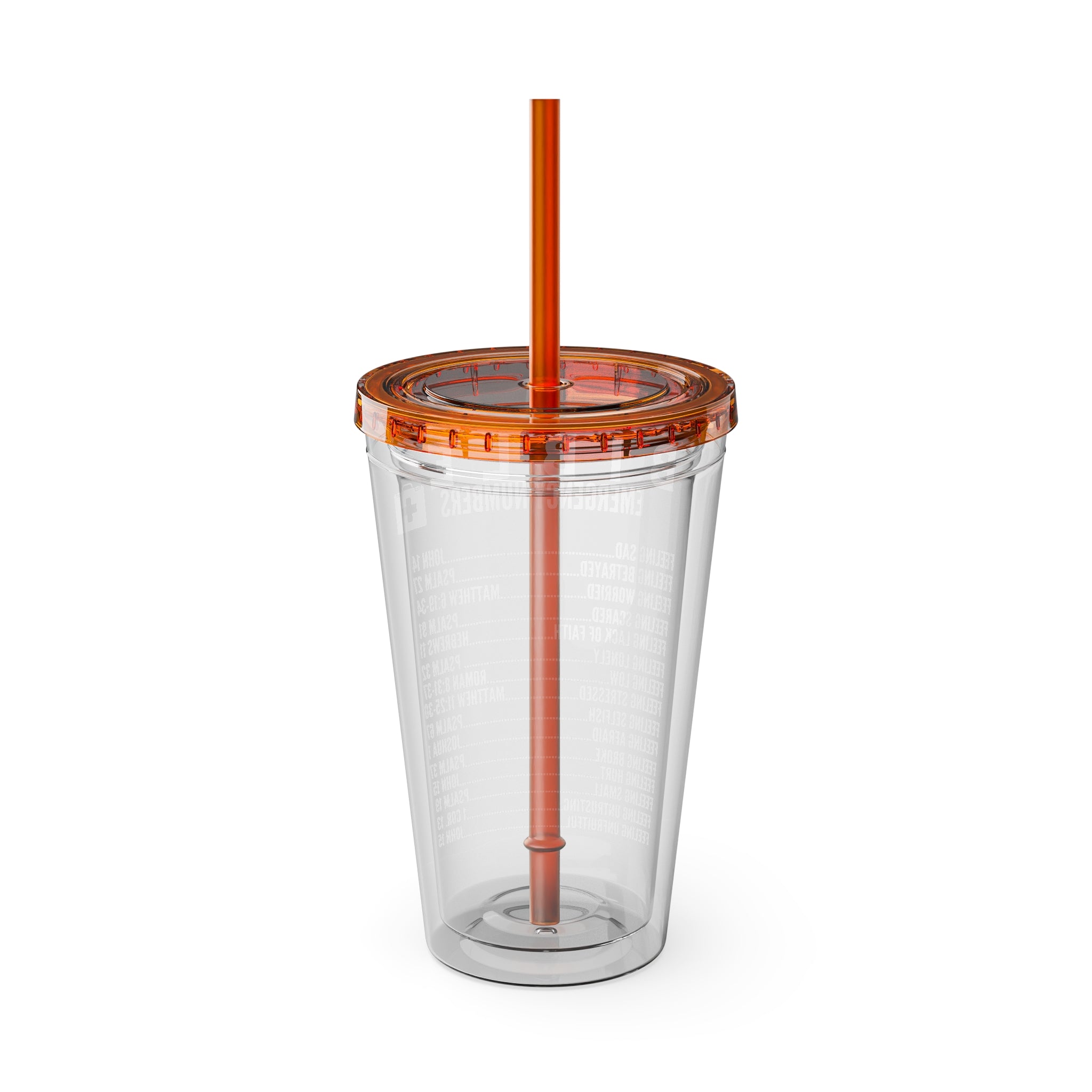 Bible Emergency Numbers 16oz Tumbler with Straw
