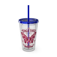Together We Rise Butterfly Breast Cancer 16oz Tumbler with Straw