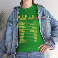 Bible Emergency Numbers Tee - Gold