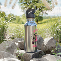 Fight Like a Warrior, Survive Like a Champion Breast Cancer 20oz Stainless Steel Water Bottle With Straw