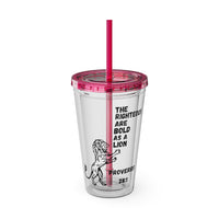 "The Righteous Are Bold as a Lion" 16oz Inspirational Tumbler with Straw
