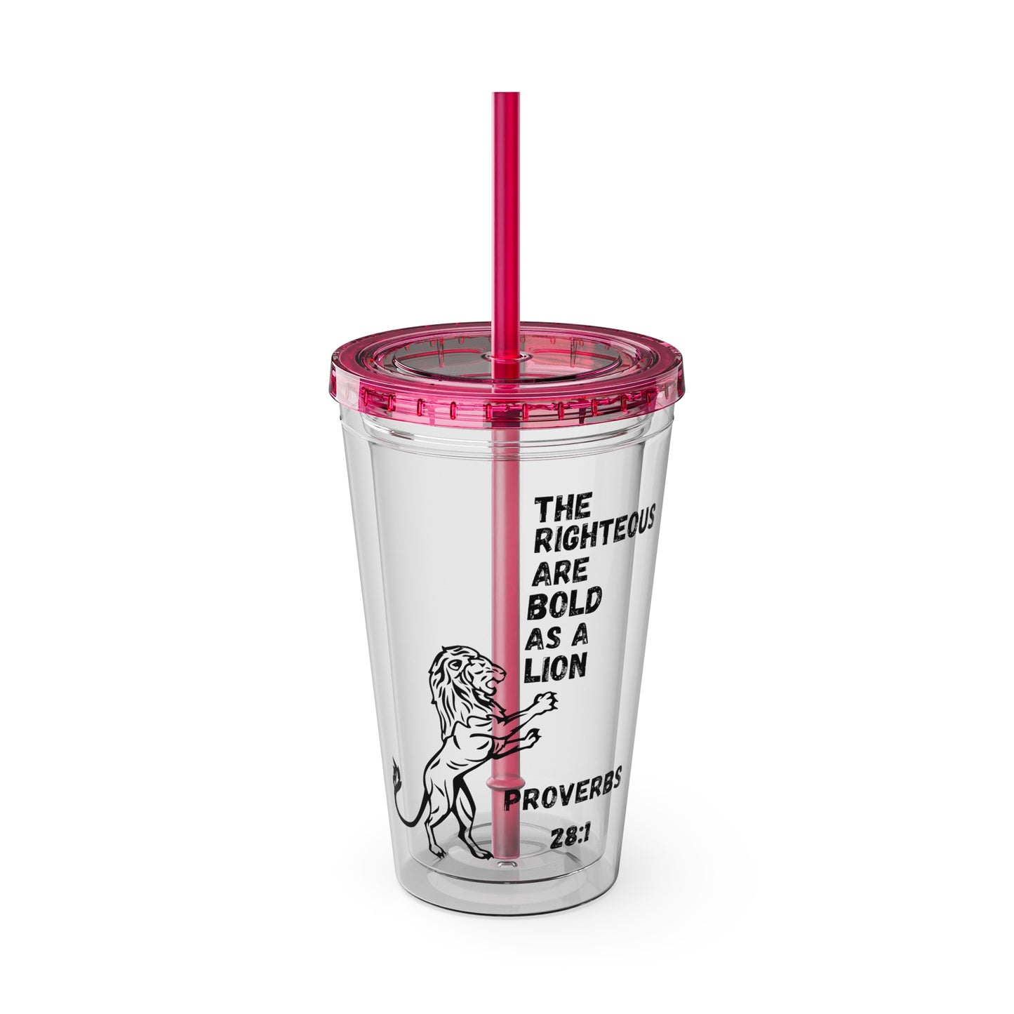 "The Righteous Are Bold as a Lion" 16oz Inspirational Tumbler with Straw