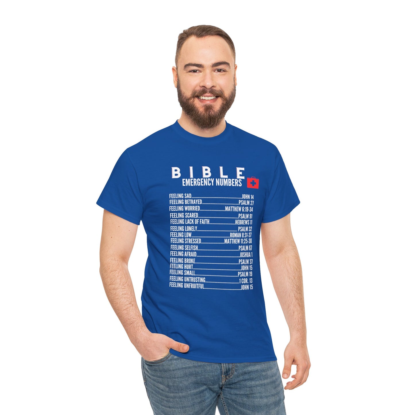 Bible Emergency Numbers Tee - White