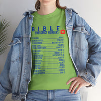 Bible Emergency Numbers Tee - Blue