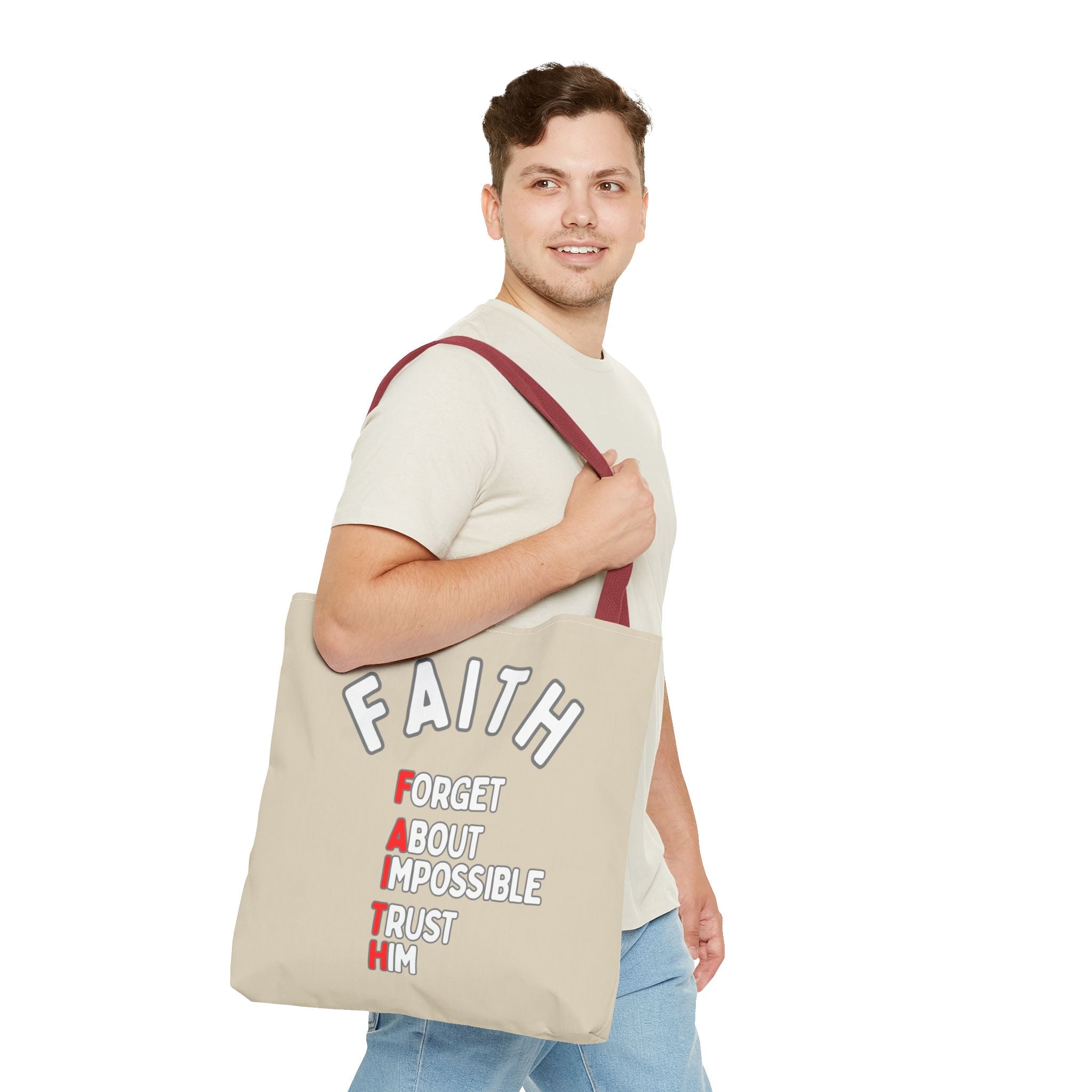 FAITH: Forget About Impossible, Trust Him Tote - Sand