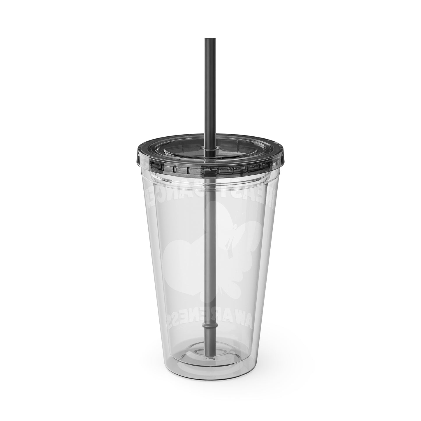Breast Cancer Awareness 16oz Tumbler with Straw - Butterfly, Heart