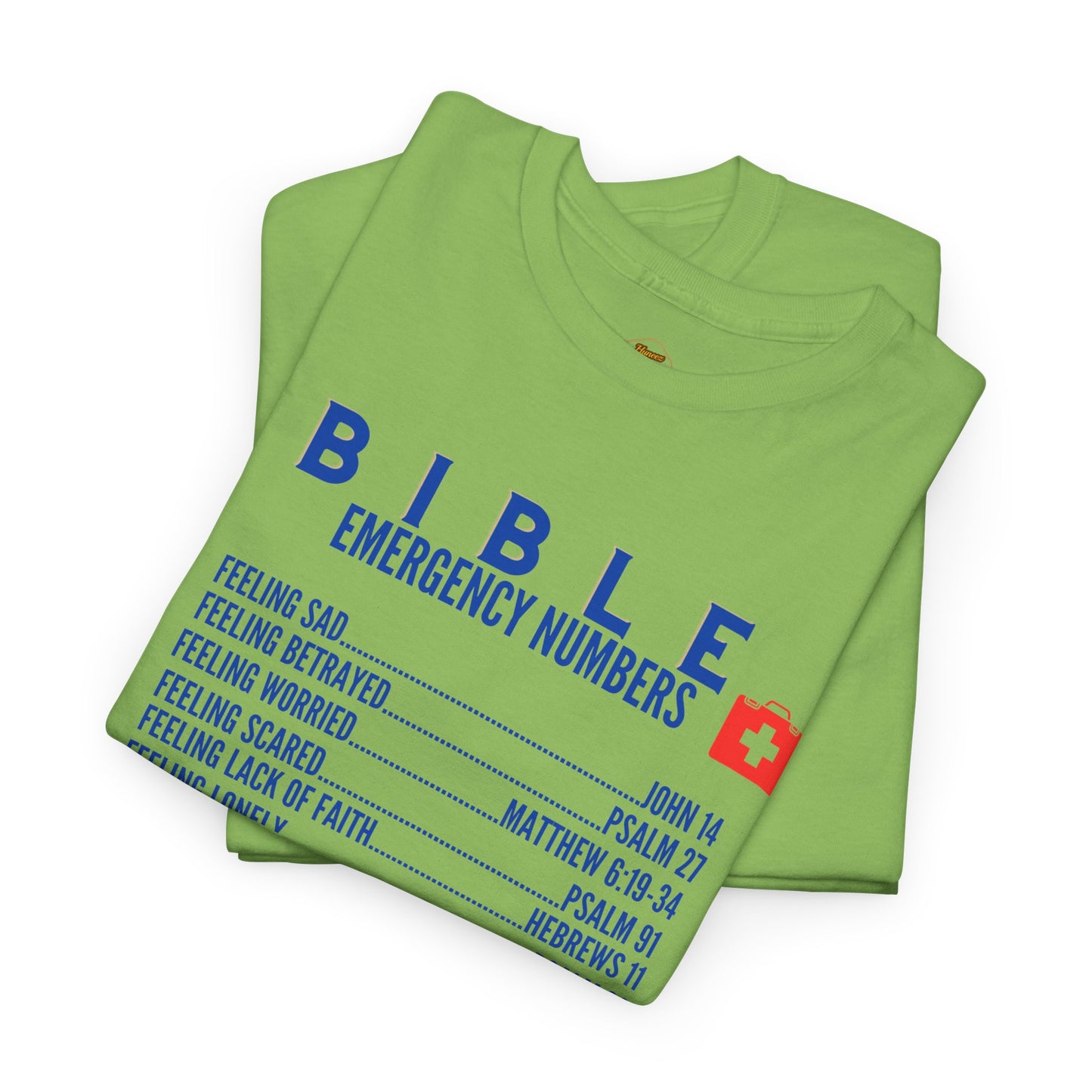 Bible Emergency Numbers Tee - Blue