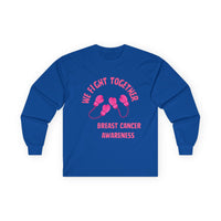 Breast Cancer Awareness Long Sleeve Tee — "We Fight Together" Pink Gloves