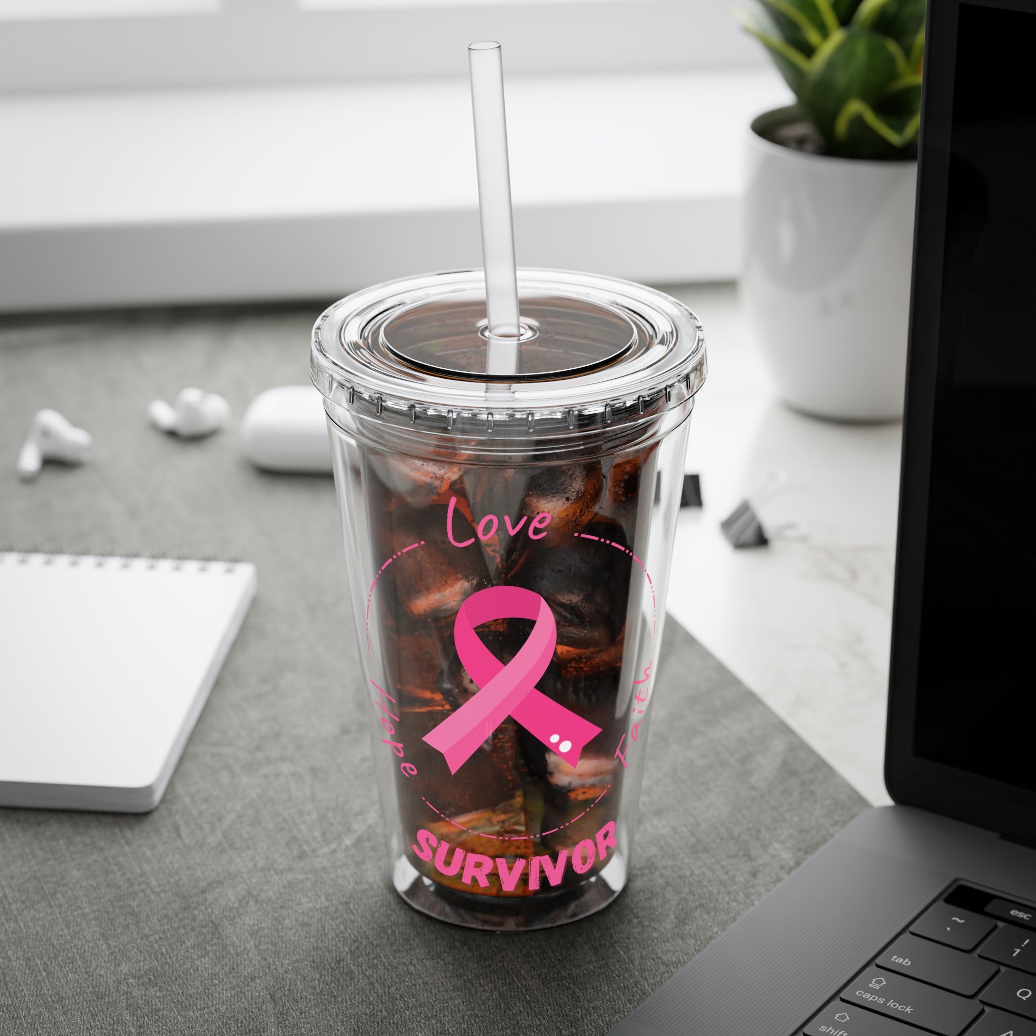 Breast Cancer Survivor 16oz Tumbler with Straw
