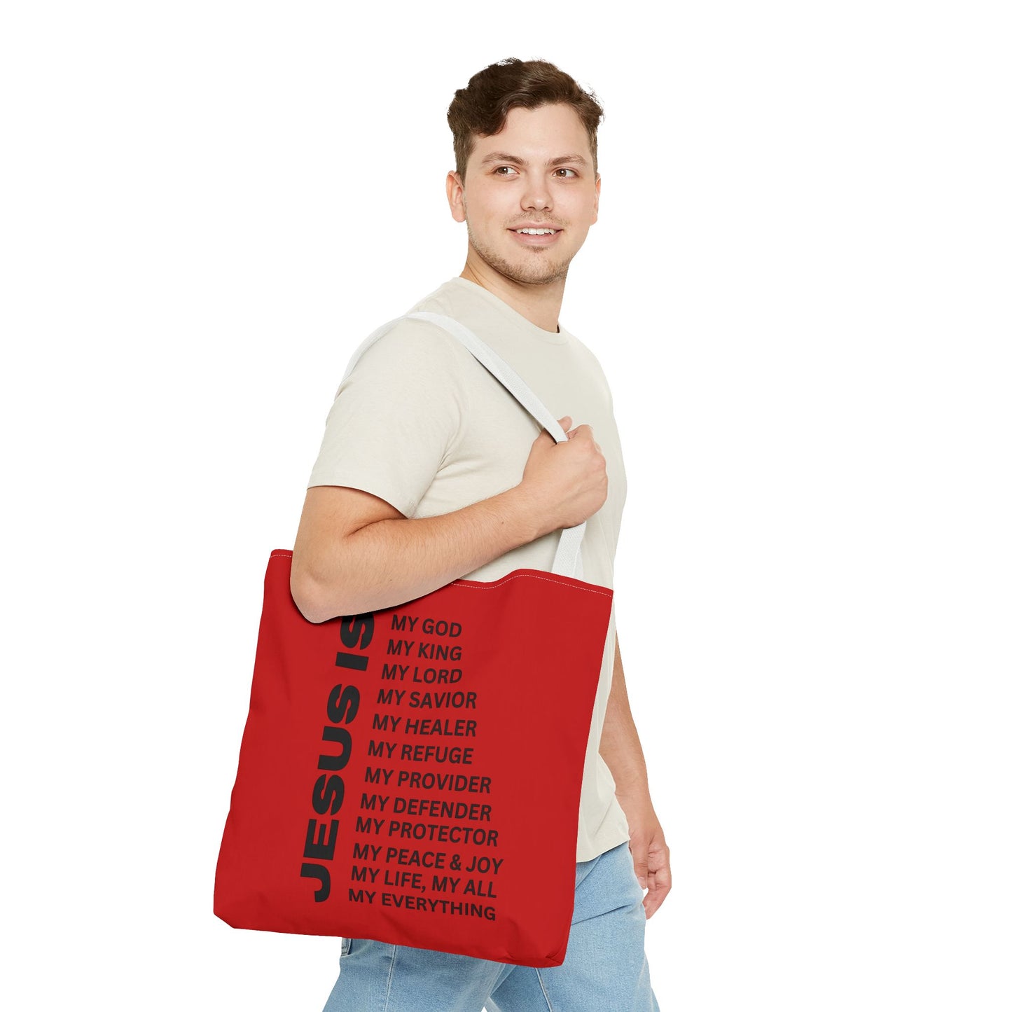 Christian JESUS IS Tote Bag - Red