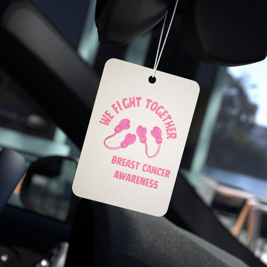 Breast Cancer Awareness Car Air Freshener — "We Fight Together" Pink Ribbon Design