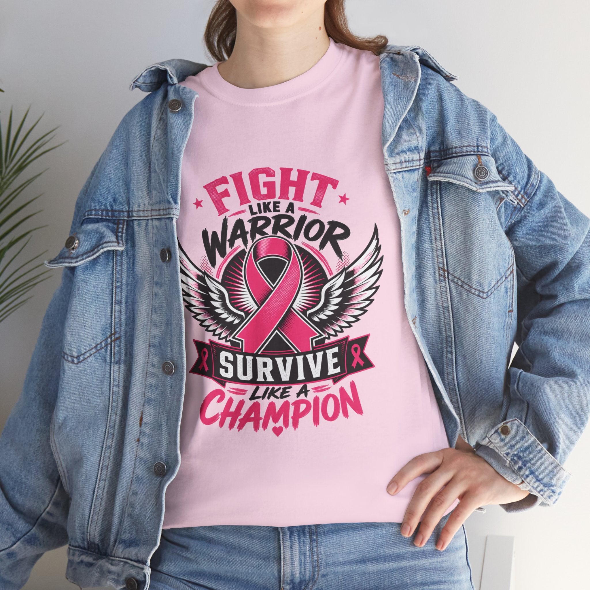 Fight Like a Warrior, Survive Like a Champion Breast Cancer Awareness T-Shirt