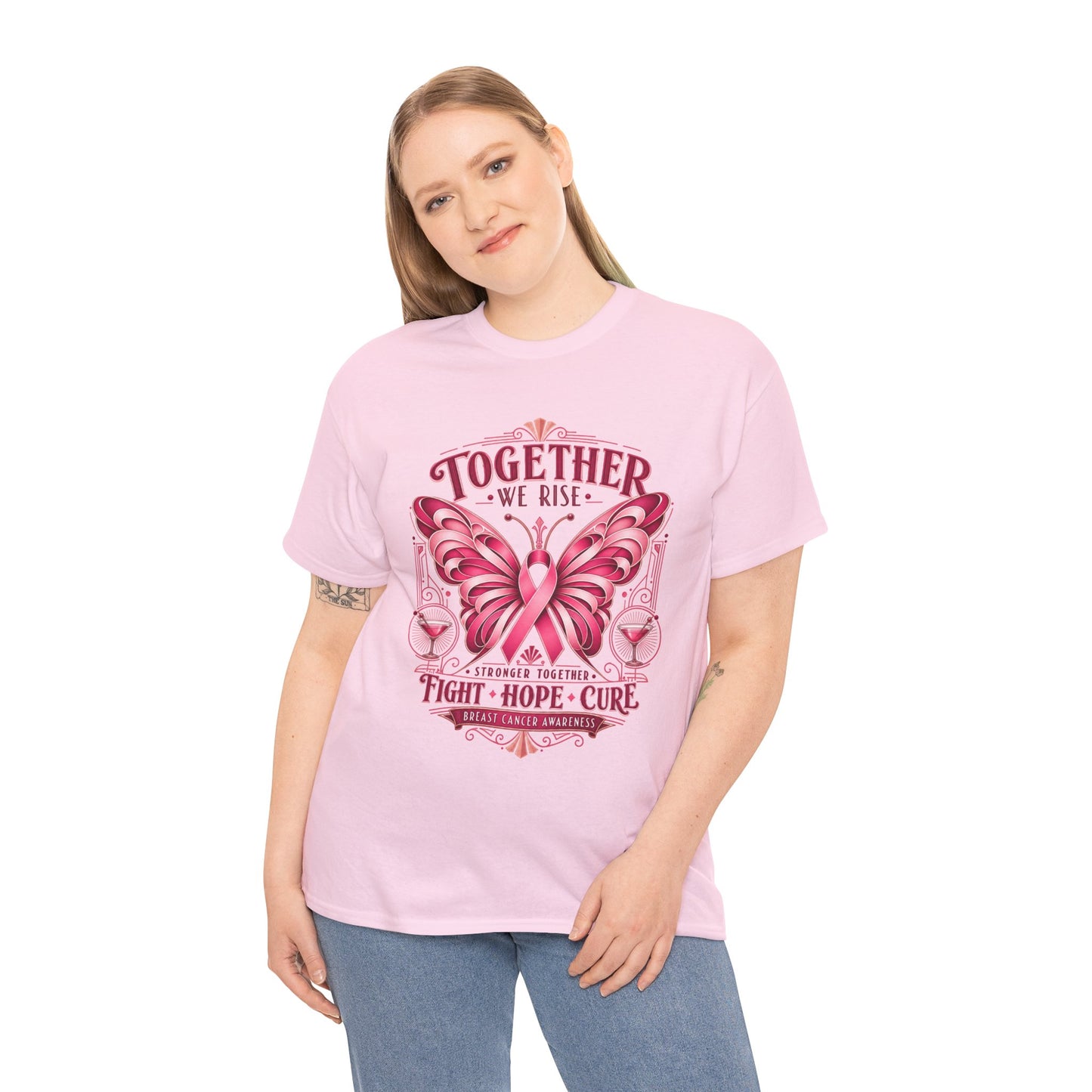 Together We Rise Breast Cancer Awareness T-Shirt — Fight Hope Cure Tee