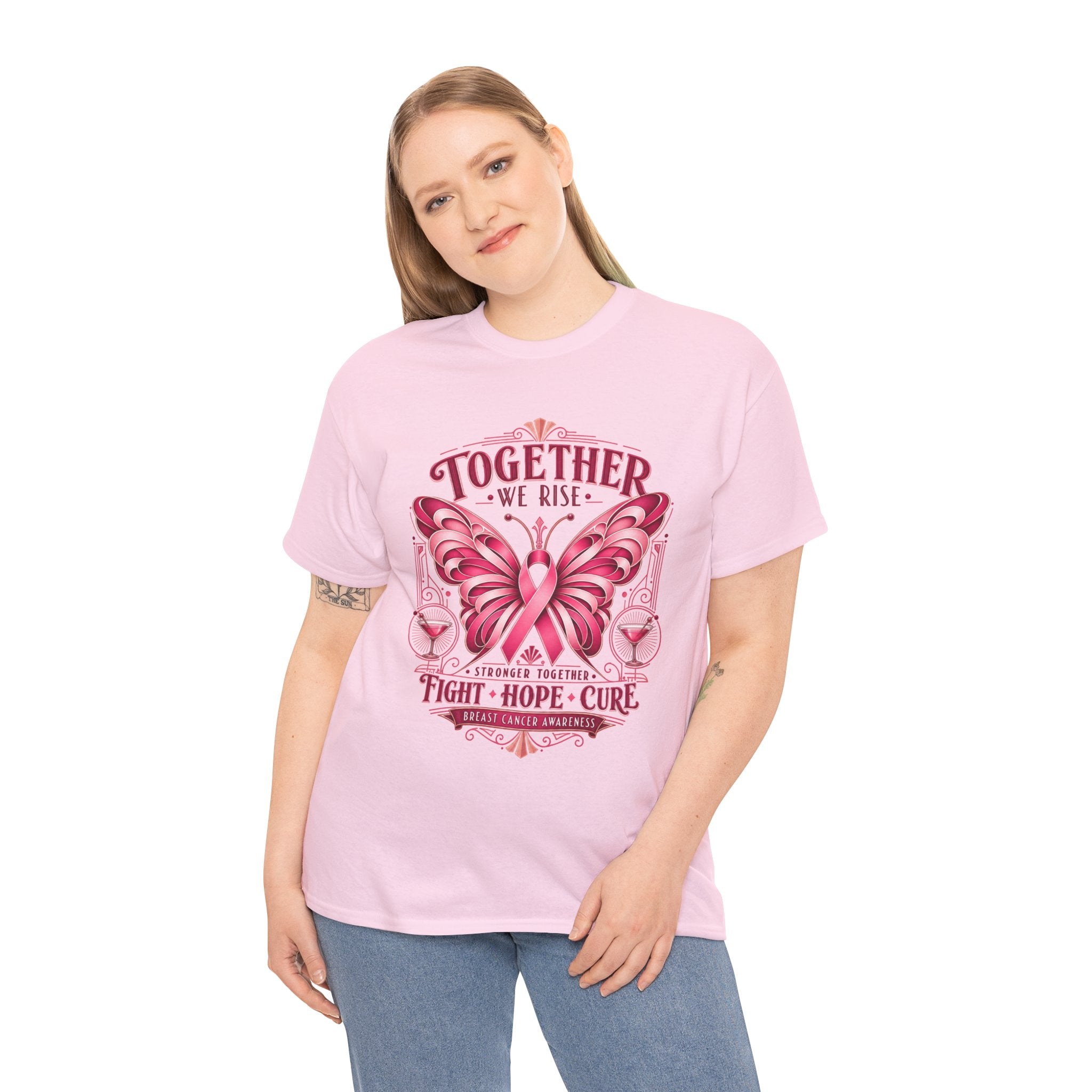 Together We Rise Breast Cancer Awareness T-Shirt — Fight Hope Cure Tee