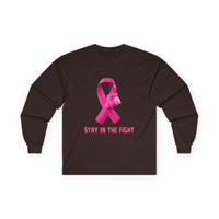 Breast Cancer Awareness Long Sleeve Tee — "Stay in the Fight" Pink Ribbon