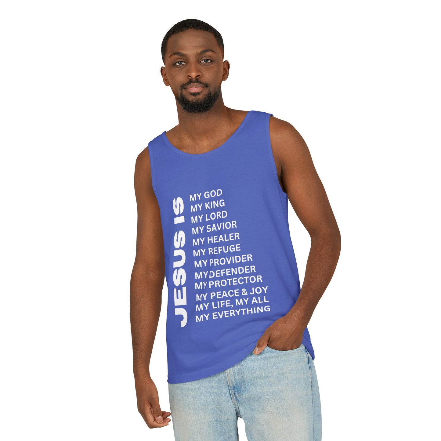 Christian JESUS IS Tank - White