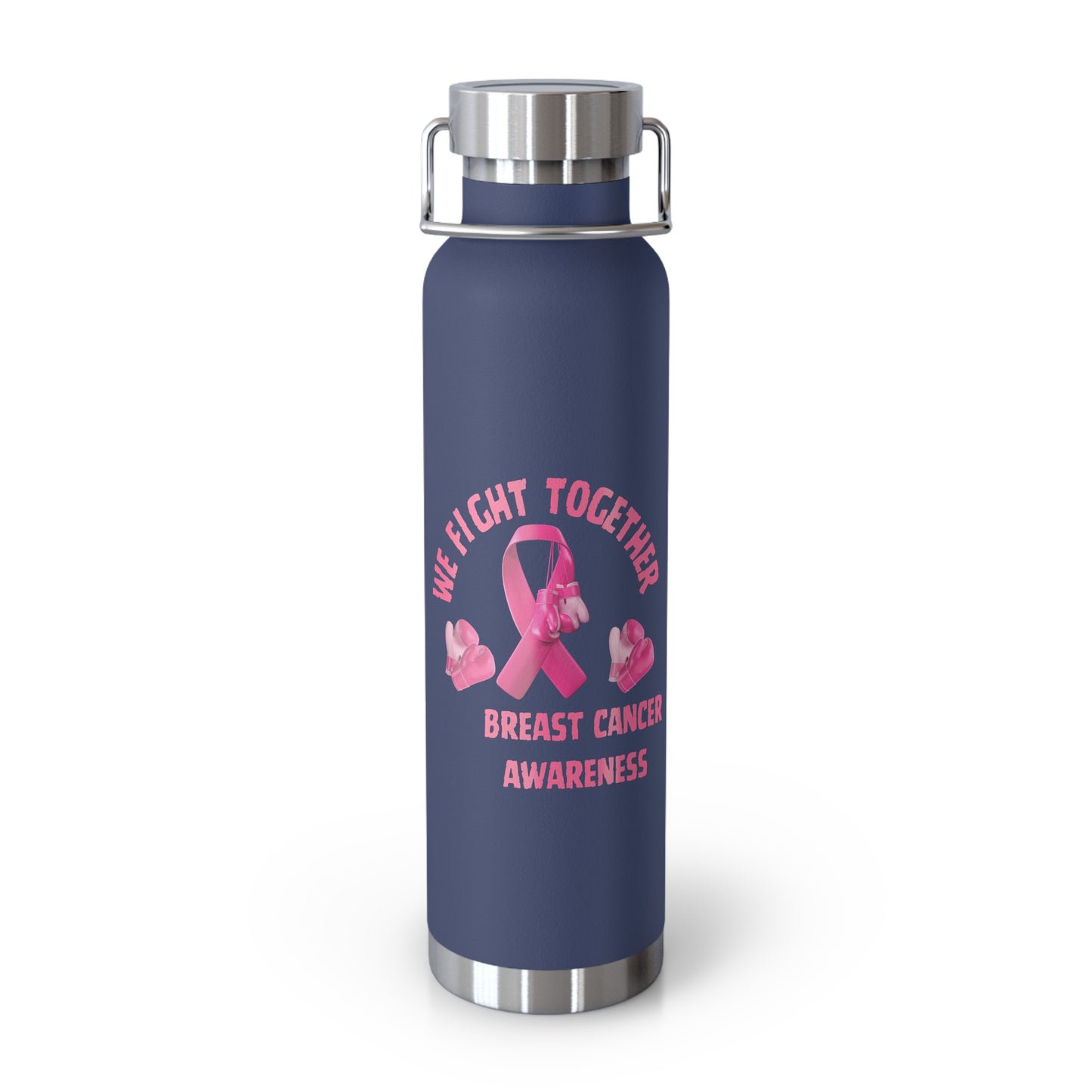 Breast Cancer Awareness "We Fight Together" Pink Ribbon 22oz Insulated Water Bottle