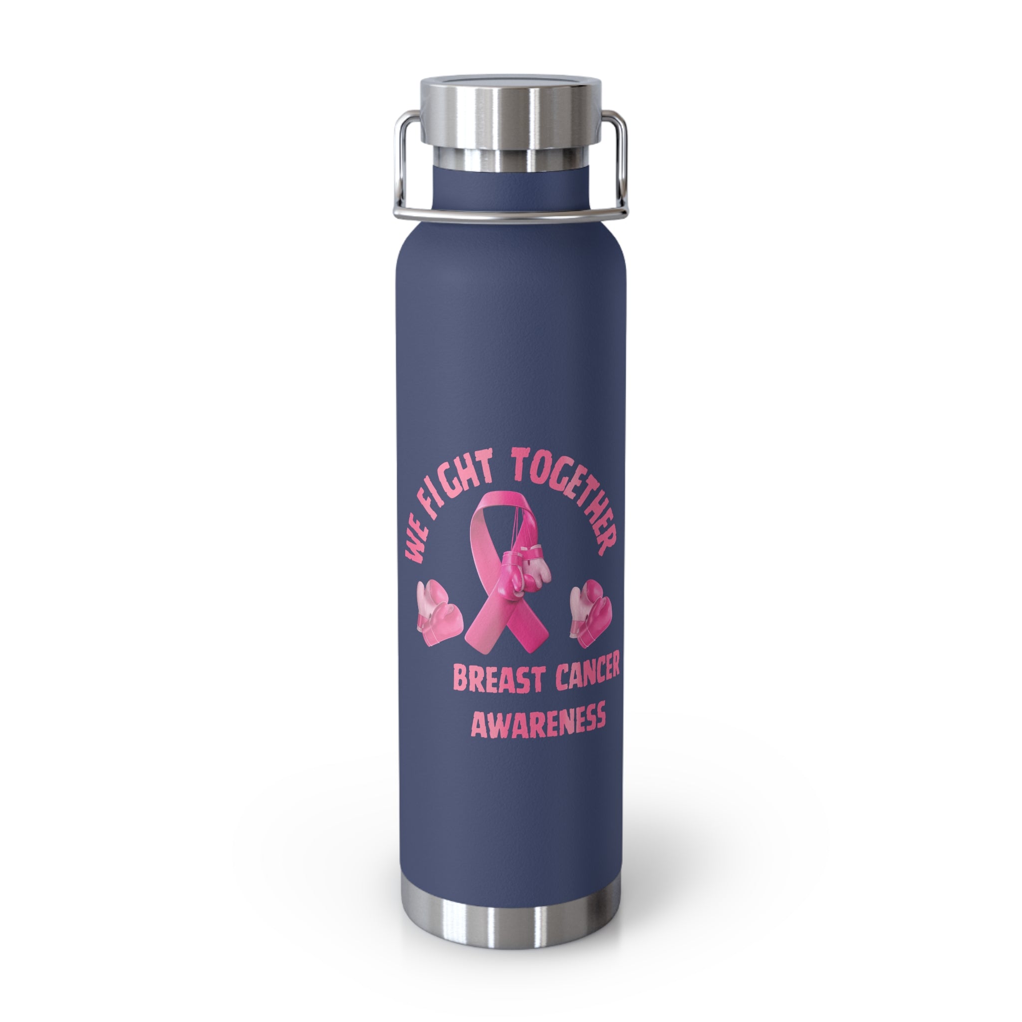 Breast Cancer Awareness "We Fight Together" Pink Ribbon 22oz Insulated Water Bottle