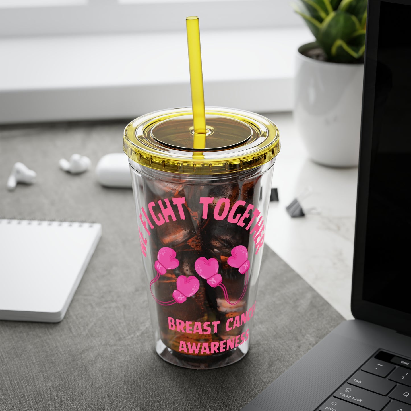 "We Fight Together" 16oz Tumbler with Straw Cup