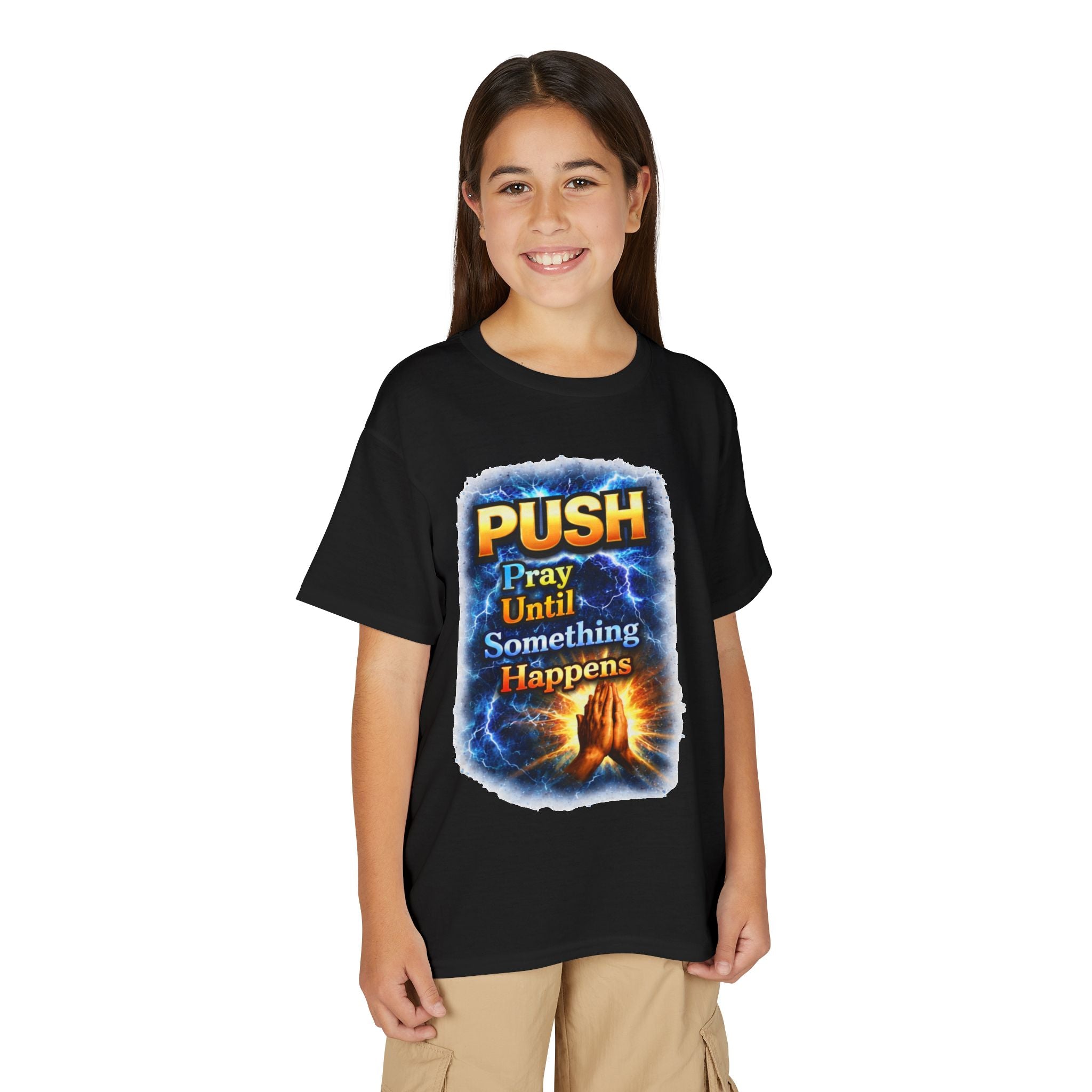 "Push: Pray Until Something Happens" Youth T-shirt - Hands