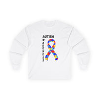 Autism Puzzle Ribbon Long Sleeve Tee — Blk