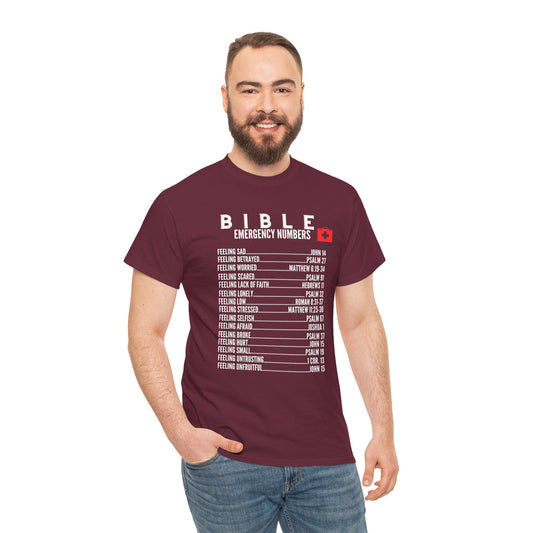 Bible Emergency Numbers Tee - White
