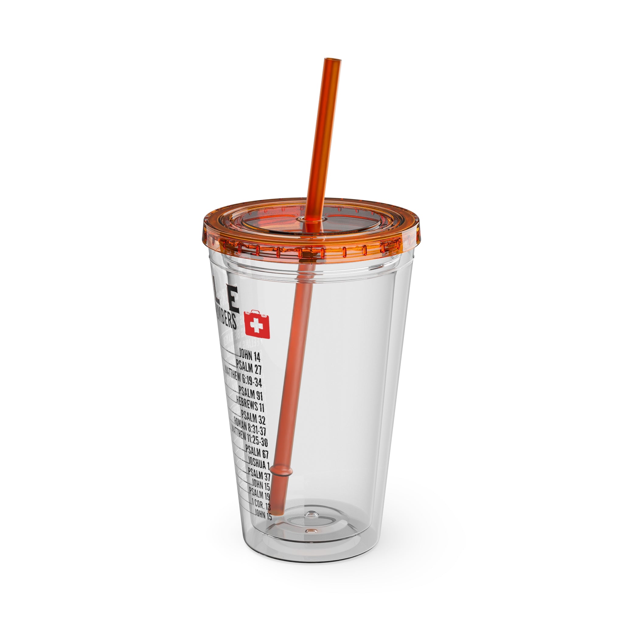 Bible Emergency Numbers 16oz Tumbler with Straw