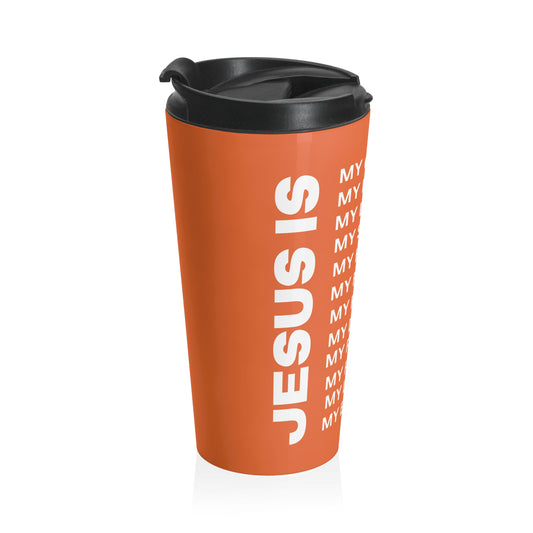 Christian JESUS IS Orange Stainless Steel Travel Mug - White