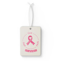 Survivor Pink Ribbon Car Air Freshener — Hope Love Faith Breast Cancer Awareness