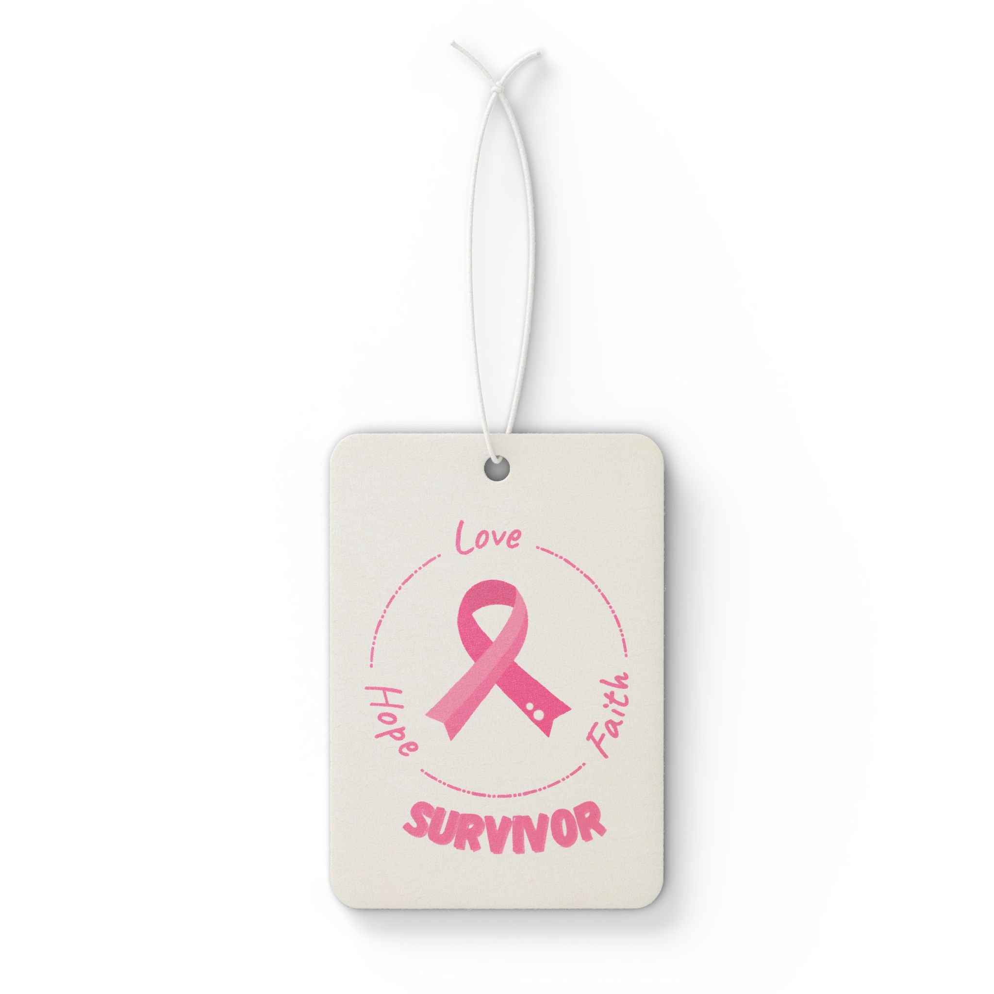 Survivor Pink Ribbon Car Air Freshener — Hope Love Faith Breast Cancer Awareness