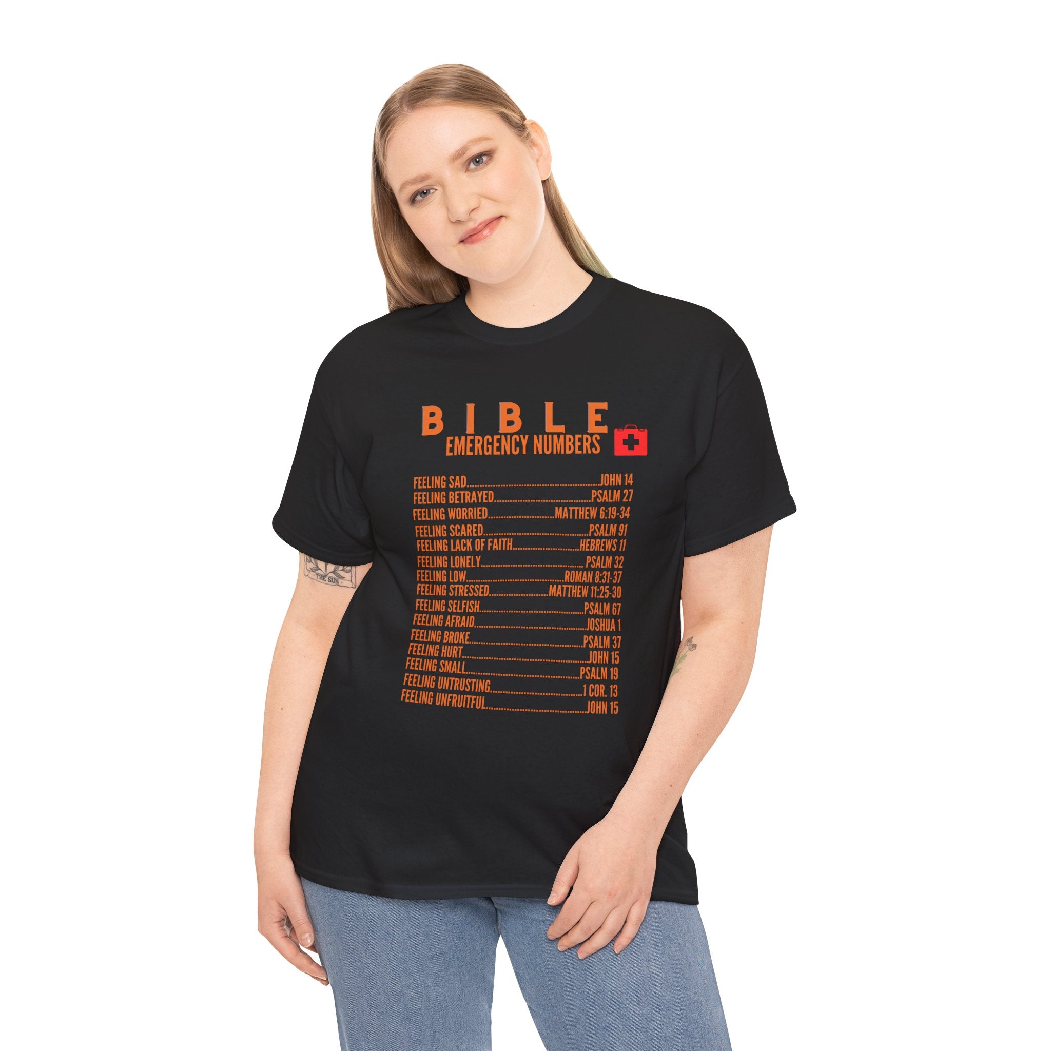 Bible Emergency Numbers Tee - Orange