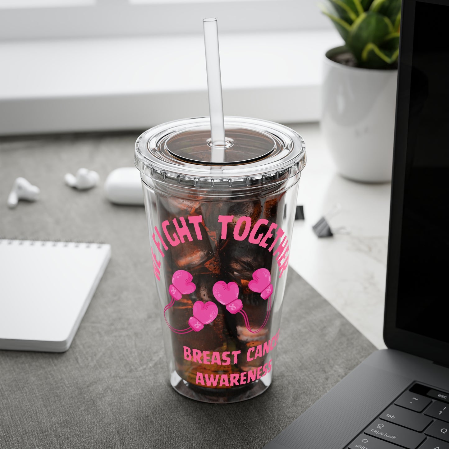 "We Fight Together" 16oz Tumbler with Straw Cup