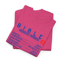 Bible Emergency Numbers Tee - Blue
