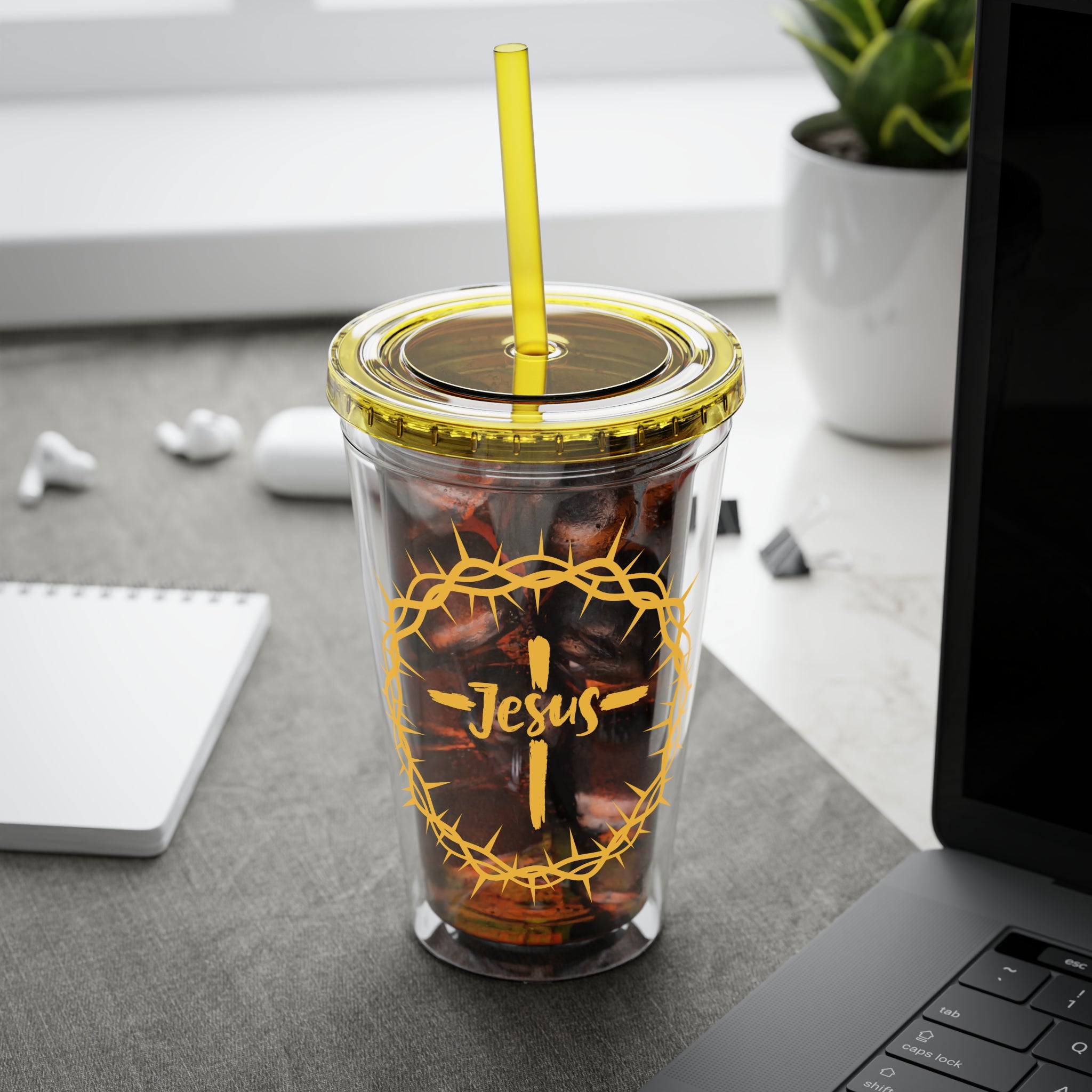 Jesus Crown of Thorns 16oz Tumbler with Straw