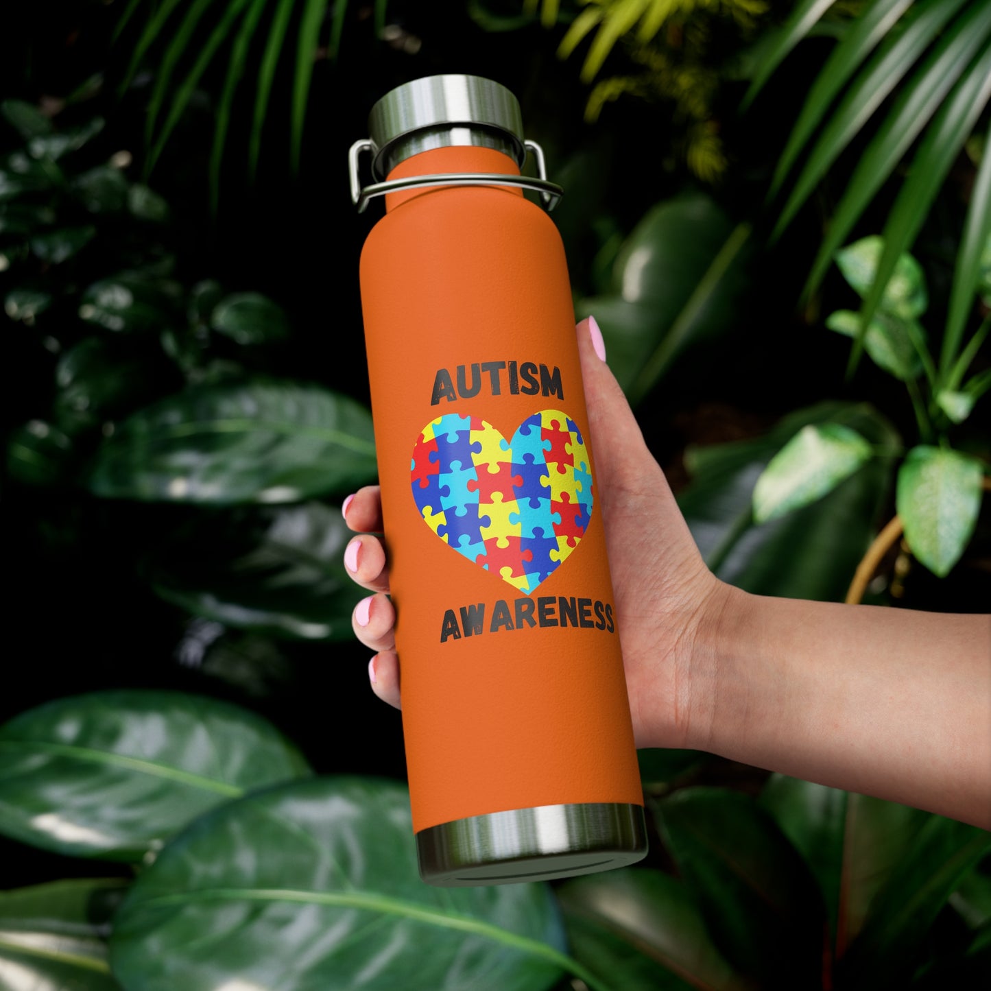 Autism Puzzle Heart Awareness — 22oz Insulated Water Bottle