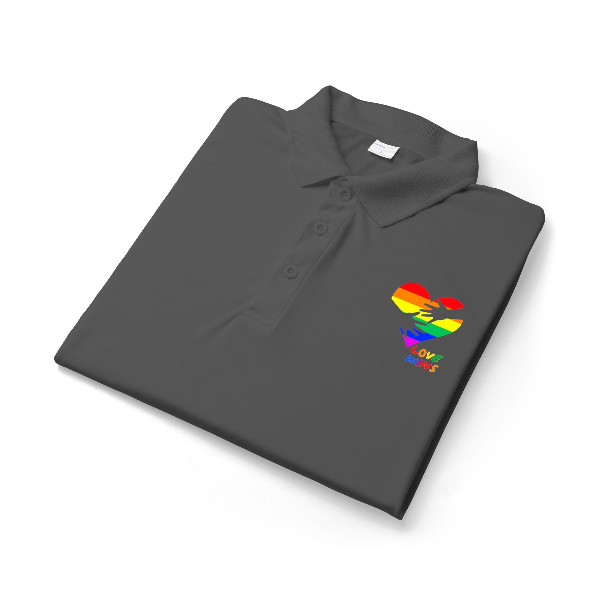 Rainbow Heart Love Wins Polo