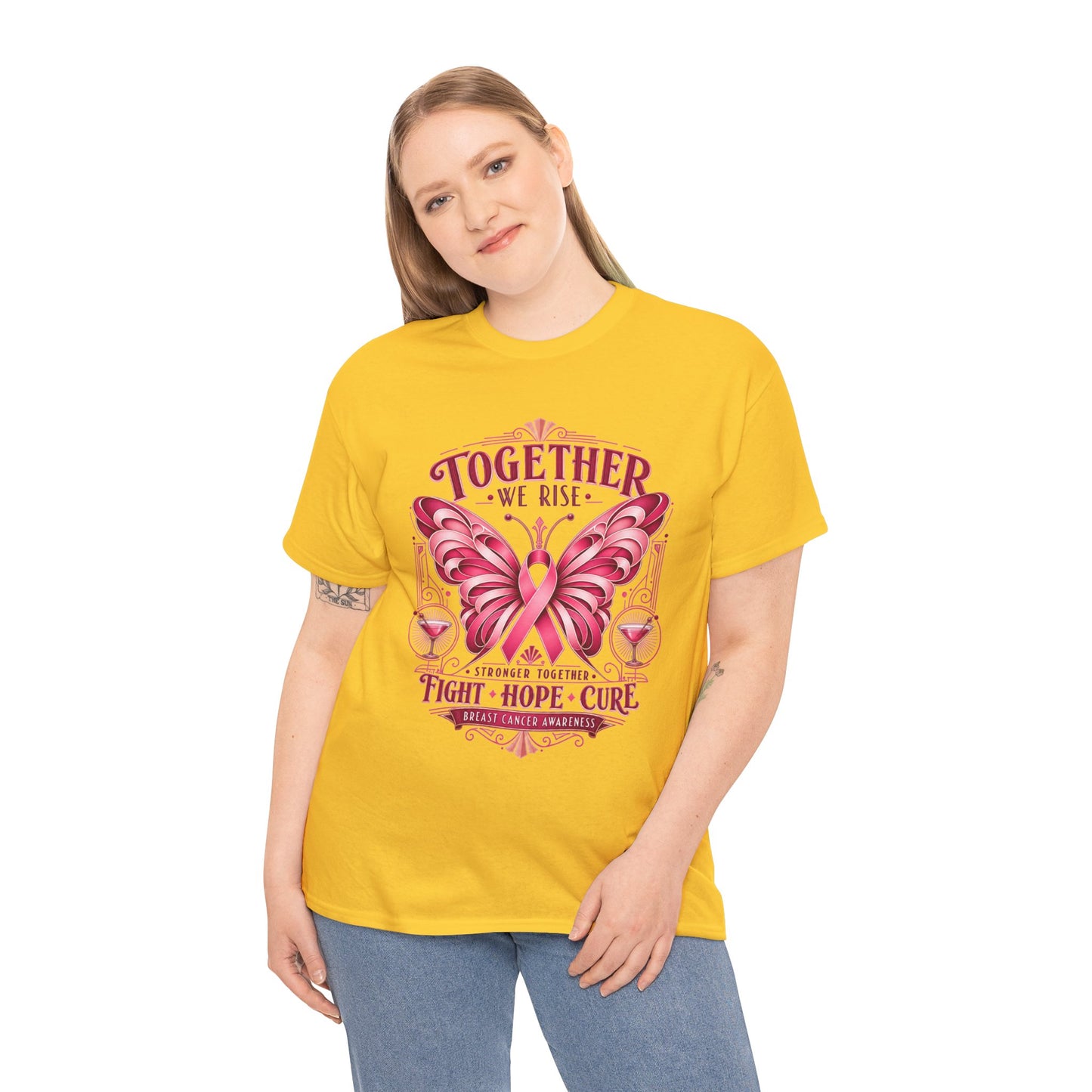Together We Rise Breast Cancer Awareness T-Shirt — Fight Hope Cure Tee