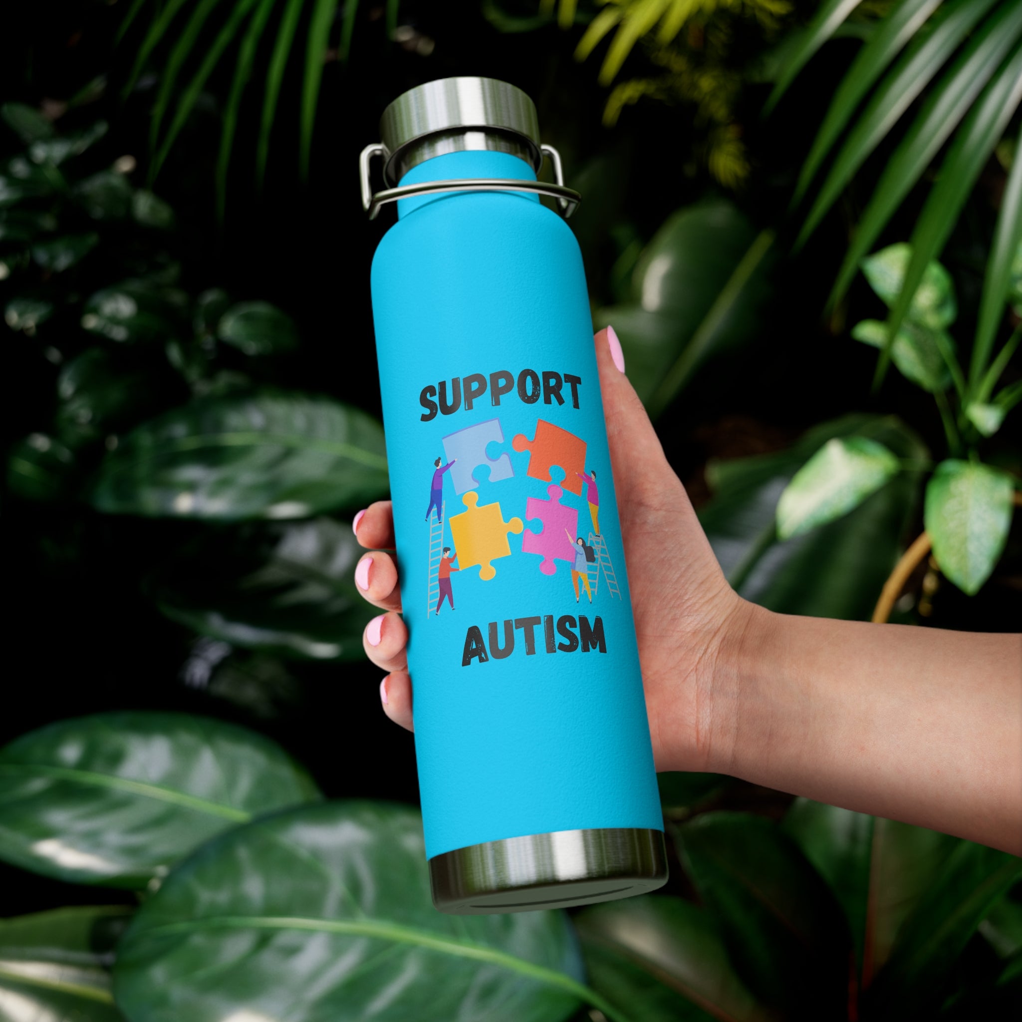 Support Autism Puzzle Piece Awareness - 22oz Insulated Water Bottle