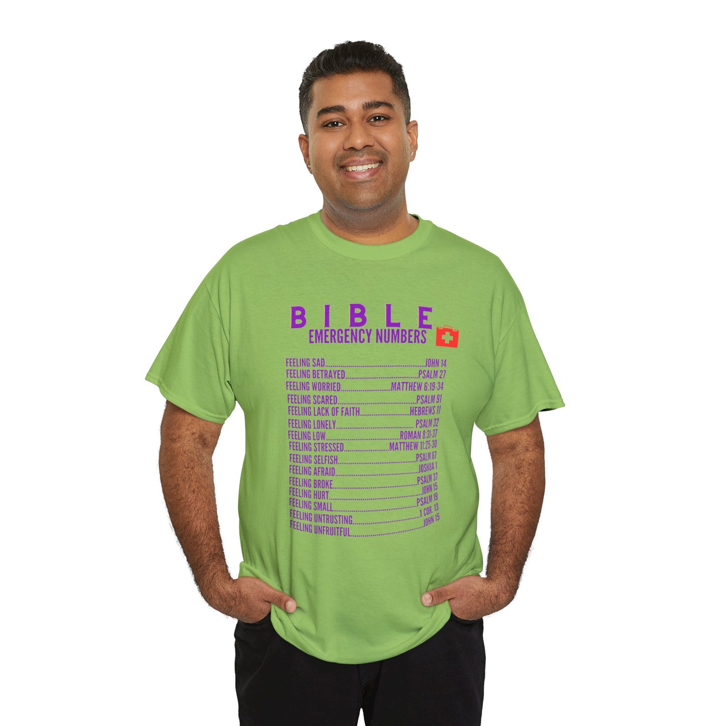 Bible Emergency Numbers Tee - Purple