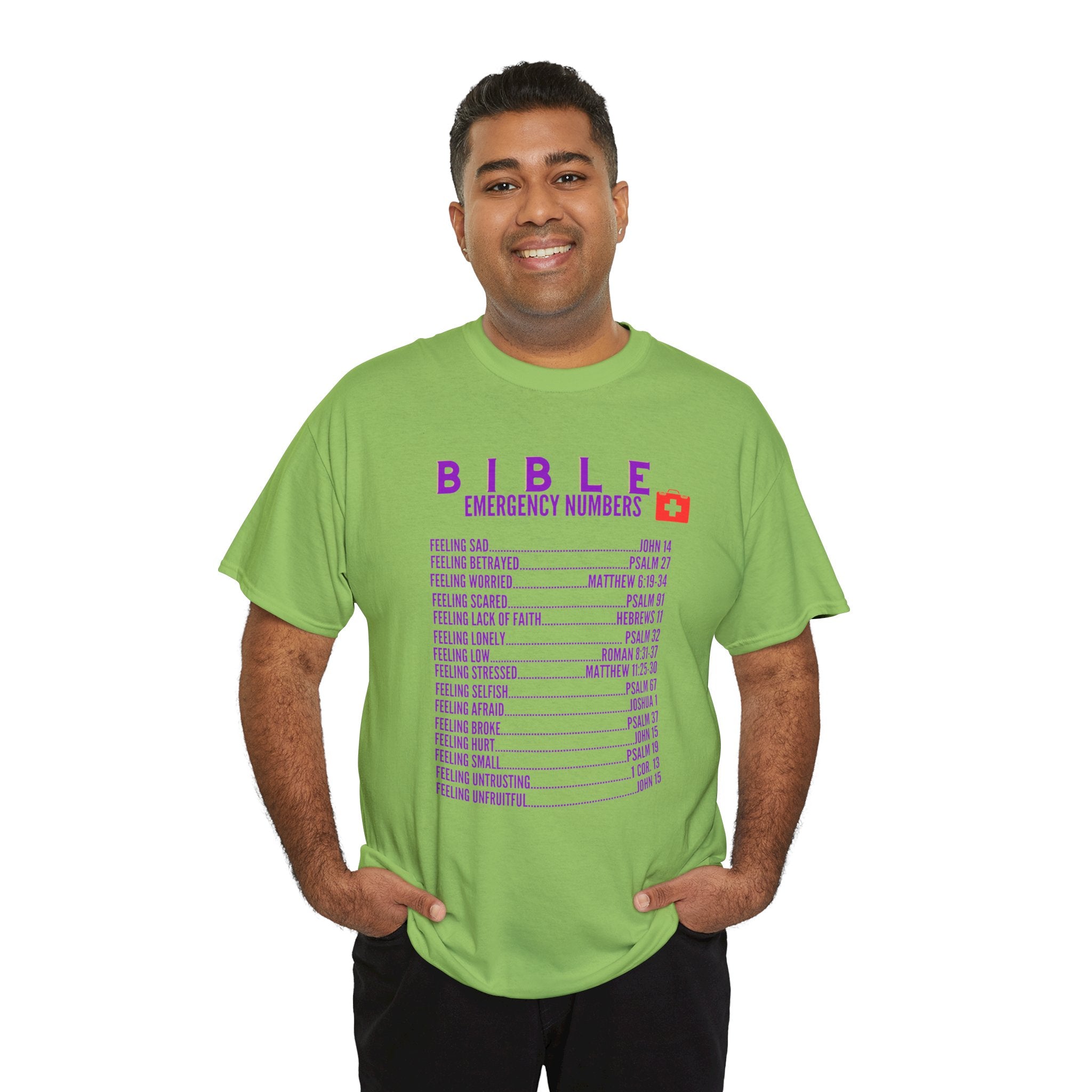 Bible Emergency Numbers Tee - Purple